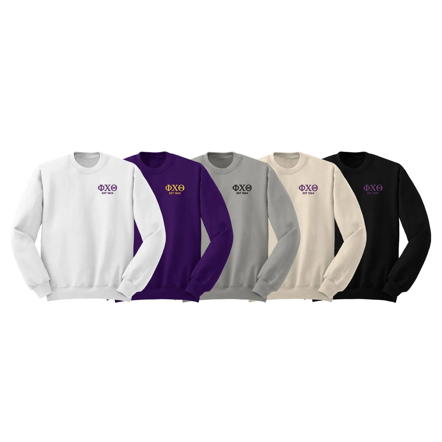 Phi Chi Theta Est 1924 Embroidered Crewneck