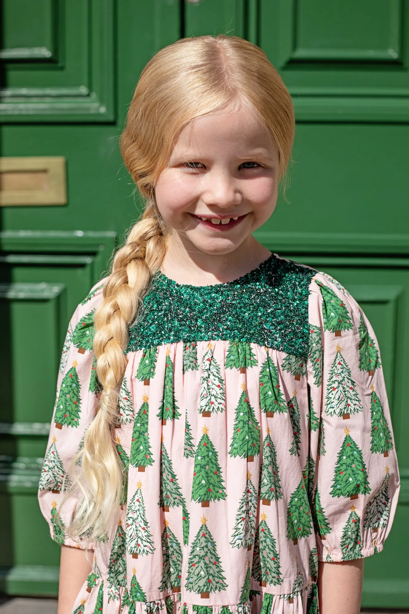 Pink Chicken Girls Fiona Dress - Pink Trees