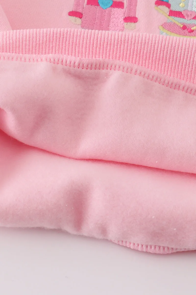 Pink Nutcracker Embroidery Mom&me Fleece Sweatshirt