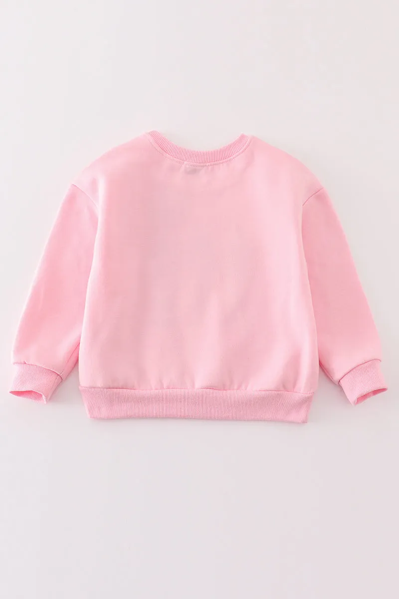 Pink Nutcracker Embroidery Mom&me Fleece Sweatshirt