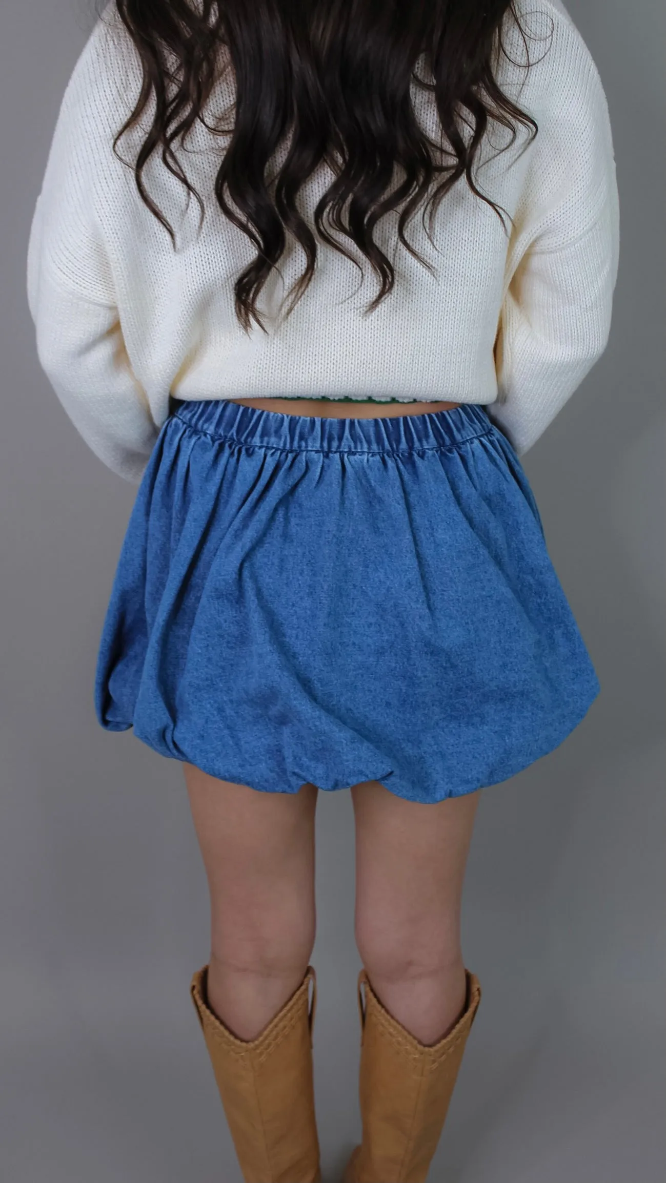 Please Please Please Denim Balloon Skirt
