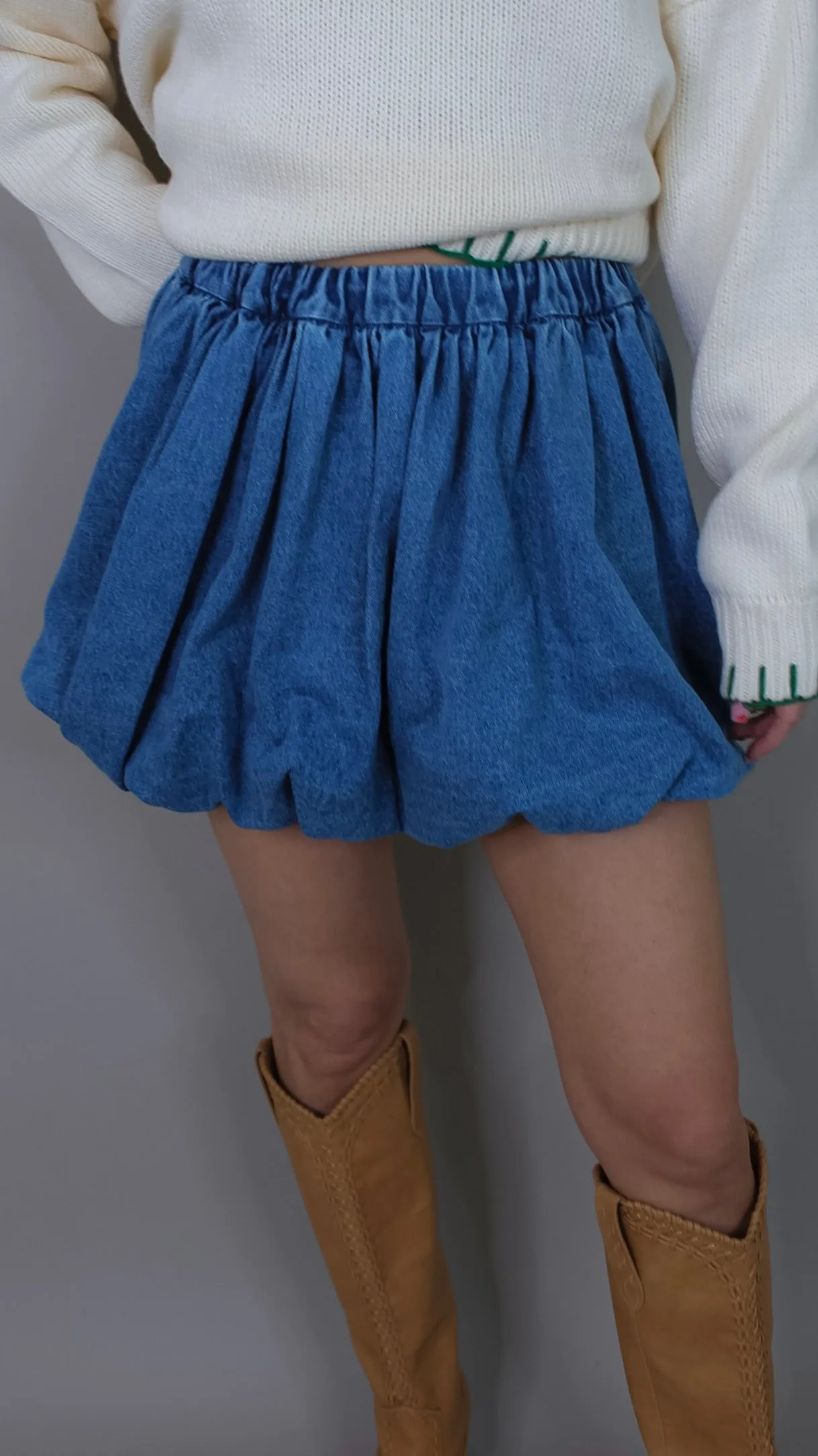 Please Please Please Denim Balloon Skirt