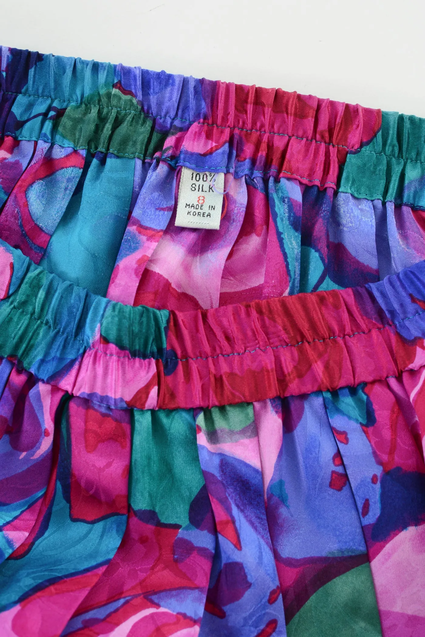 Pleated Floral Silk Jacquard Skirt