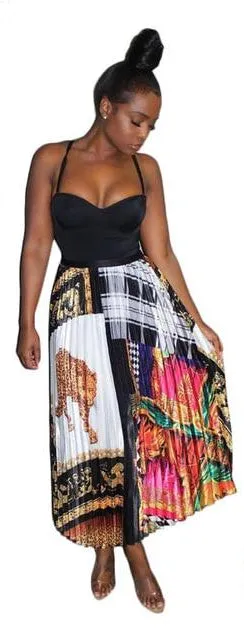 Pleated Leopard Skirt Set