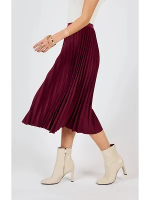Pleated Midi Skirt {Wine}