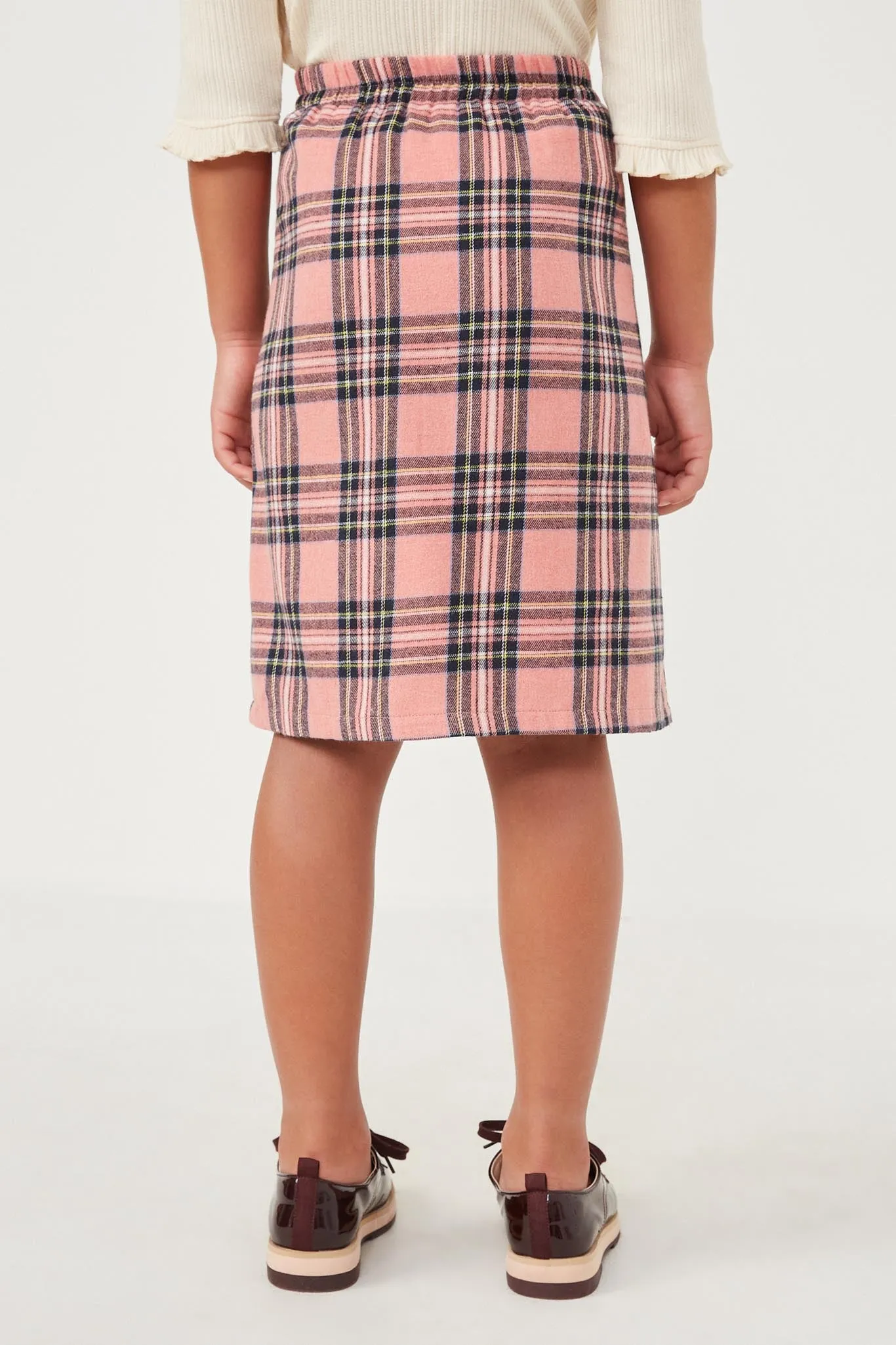 Pleated Plaid Midi Skirt