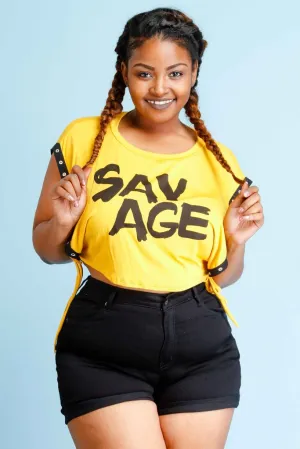 Plus Size "Savage" Crop Top