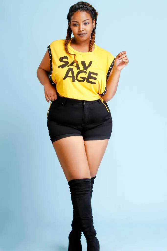 Plus Size "Savage" Crop Top