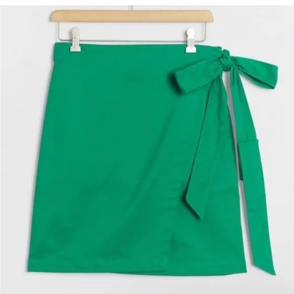 Porridge NWT Iris Green Wrap Tie Mini Mini Skirt Cotton Blend Pockets S