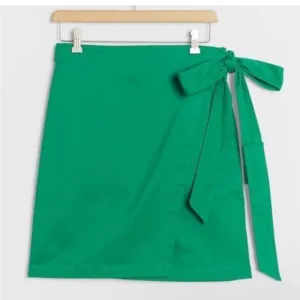 Porridge NWT Iris Green Wrap Tie Mini Mini Skirt Cotton Blend Pockets S