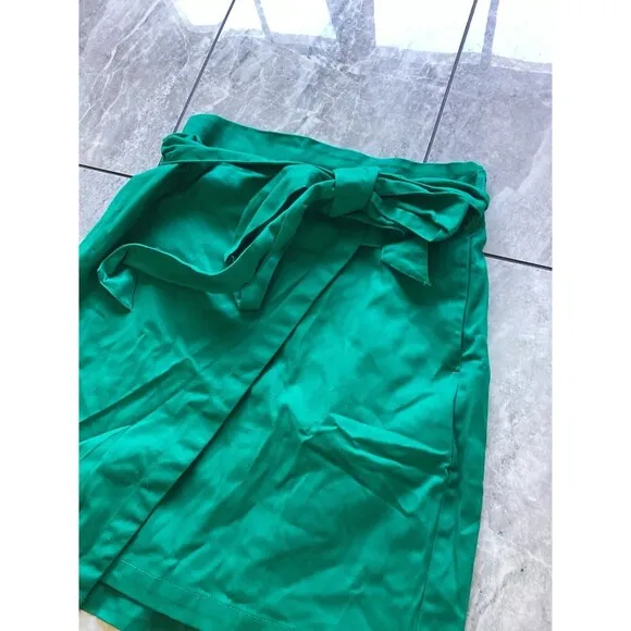Porridge NWT Iris Green Wrap Tie Mini Mini Skirt Cotton Blend Pockets S