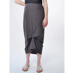 Porto Napolean Midi Skirt Slate Gray Jet Jersey Lagenlook Size 4 / XL