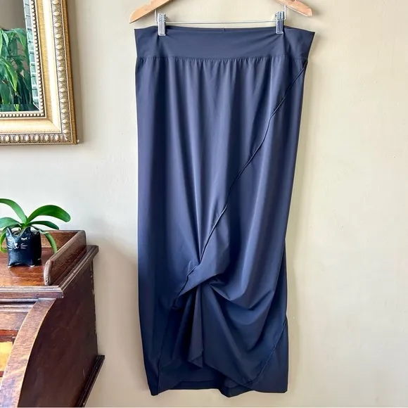 Porto Napolean Midi Skirt Slate Gray Jet Jersey Lagenlook Size 4 / XL