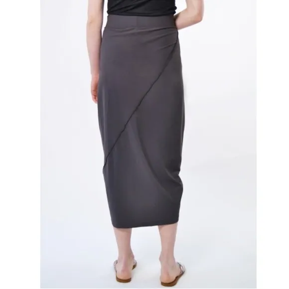 Porto Napolean Midi Skirt Slate Gray Jet Jersey Lagenlook Size 4 / XL