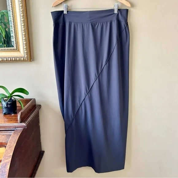 Porto Napolean Midi Skirt Slate Gray Jet Jersey Lagenlook Size 4 / XL