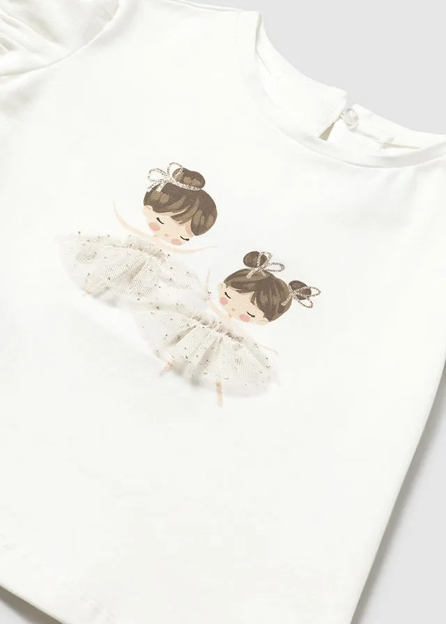 Pre-Order Mayoral 1041 Tee-Shirt and Mayoral 1901 Champagne Pleated Tulle Skirt
