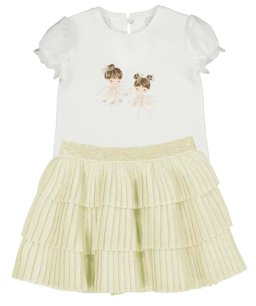 Pre-Order Mayoral 1041 Tee-Shirt and Mayoral 1901 Champagne Pleated Tulle Skirt