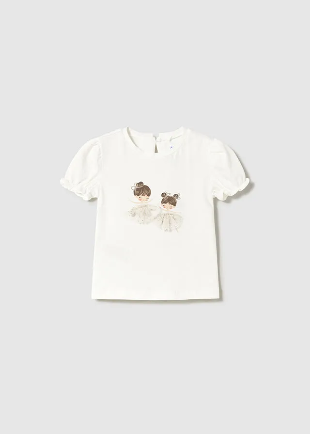 Pre-Order Mayoral 1041 Tee-Shirt and Mayoral 1901 Champagne Pleated Tulle Skirt