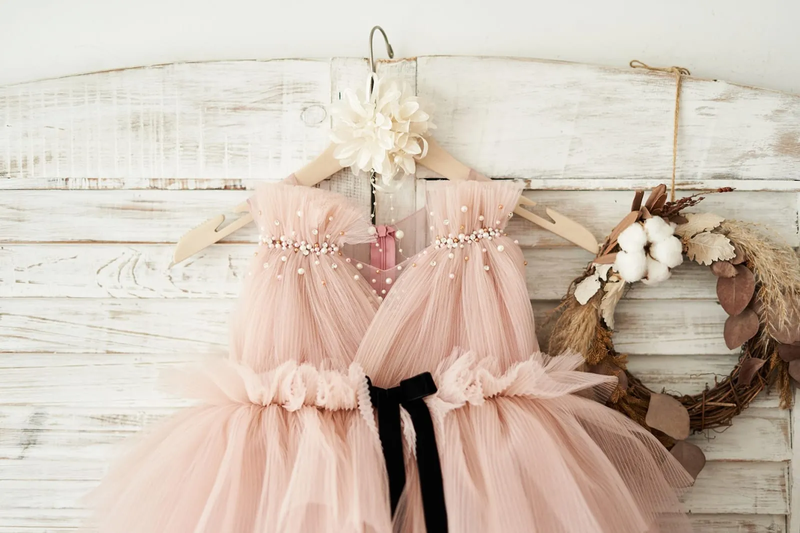 Princess Mauve Tulle V Neck Wedding Flower Girl Dress, Beading
