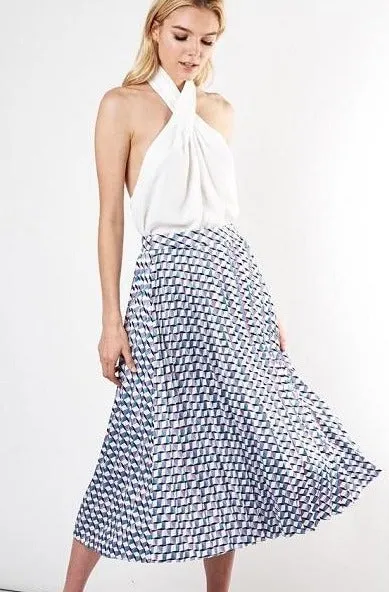 Printed Pleated Skirt