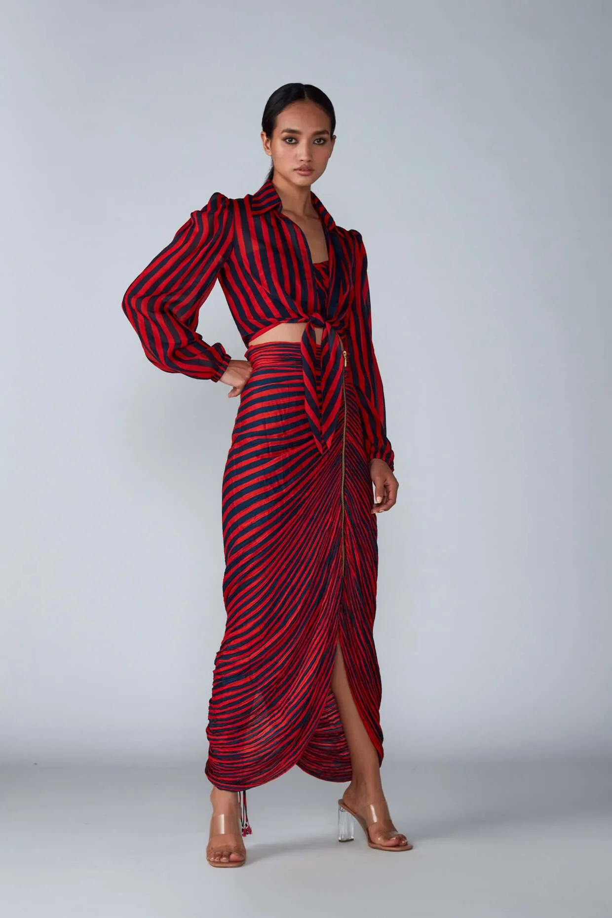 Products SK Red & Navy Blouse & Skirt W2-STRB