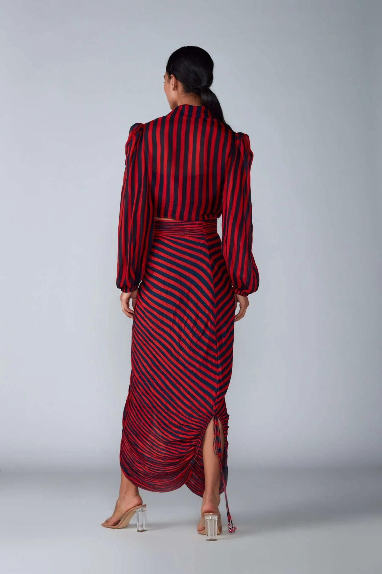 Products SK Red & Navy Blouse & Skirt W2-STRB