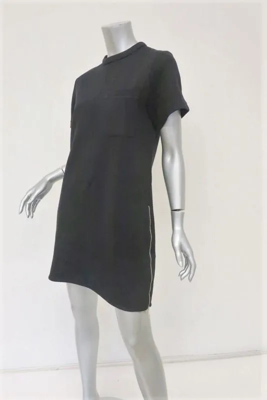 Proenza Schouler T-Shirt Dress Black Cotton Neoprene Size 4 Short Sleeve Mini