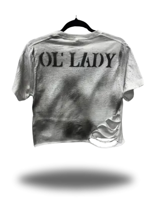 PUNK OL LADY BLACK INK WHITE CROP TOP