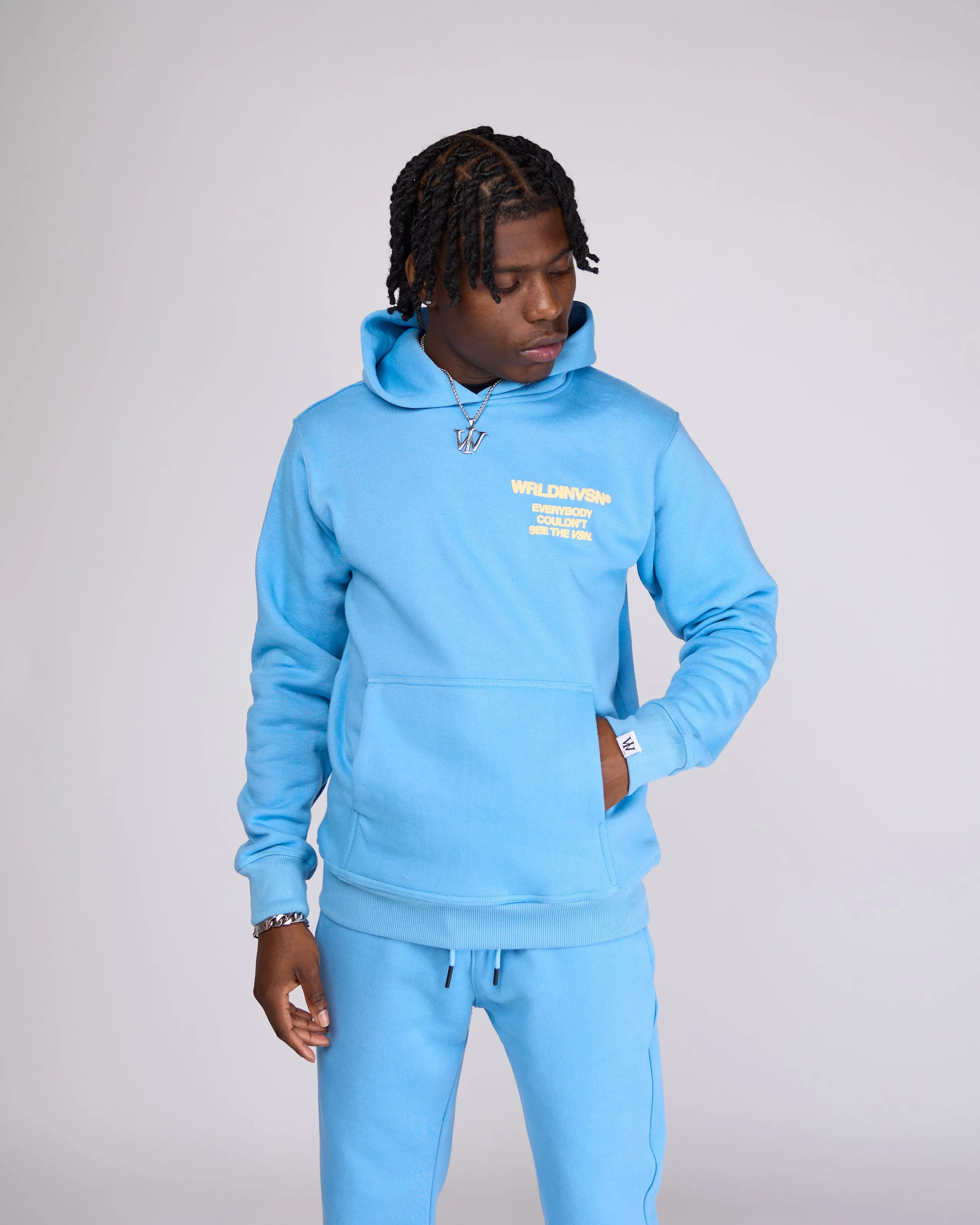 "Couldn't See" Jogger Set (Slate Blue/Cream)
