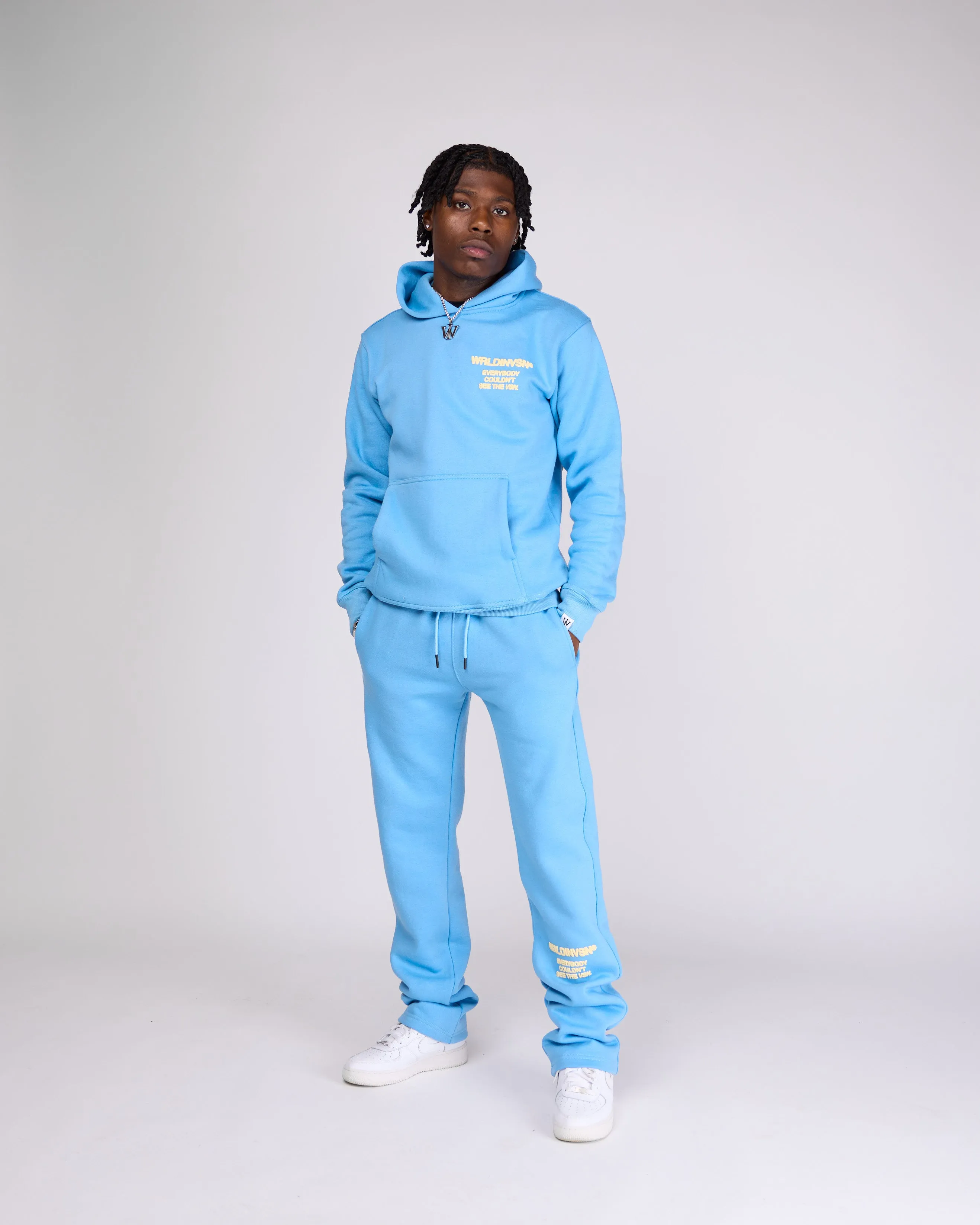 "Couldn't See" Jogger Set (Slate Blue/Cream)