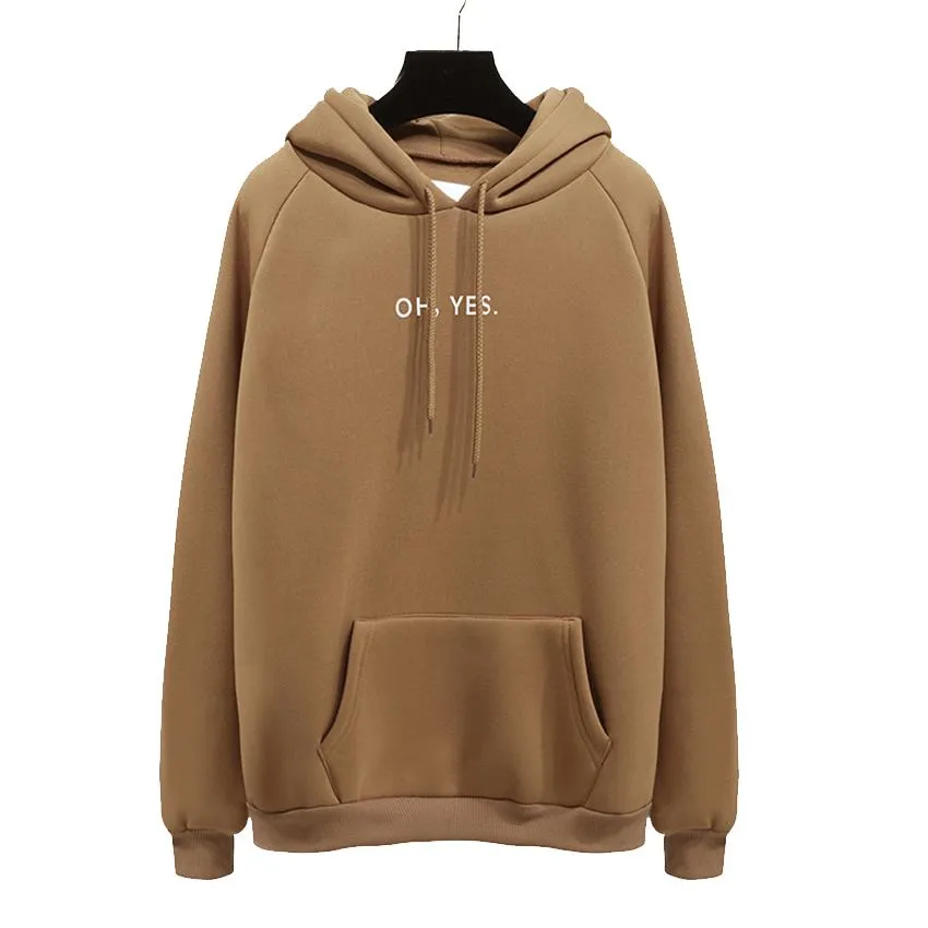 "Oh Yes!" Fleece Hoodie Two Layers Sweatshirt