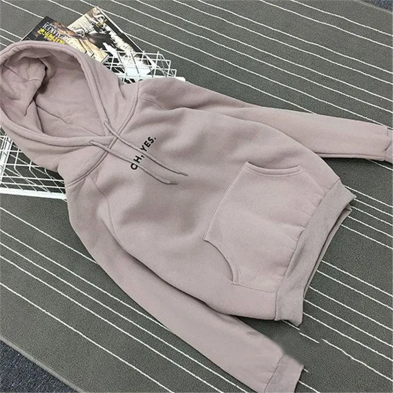 "Oh Yes!" Fleece Hoodie Two Layers Sweatshirt