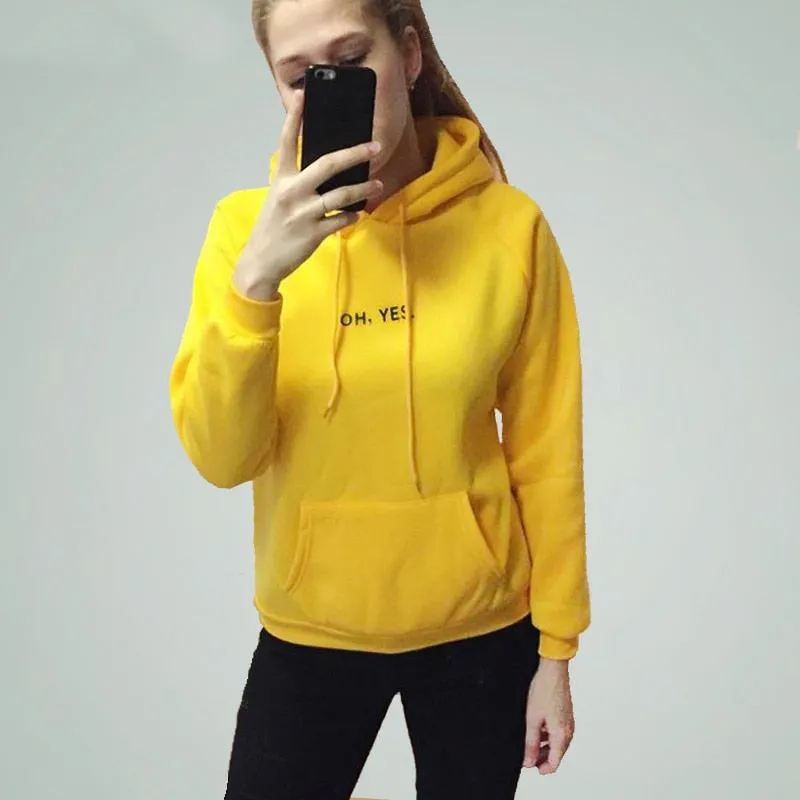 "Oh Yes!" Fleece Hoodie Two Layers Sweatshirt