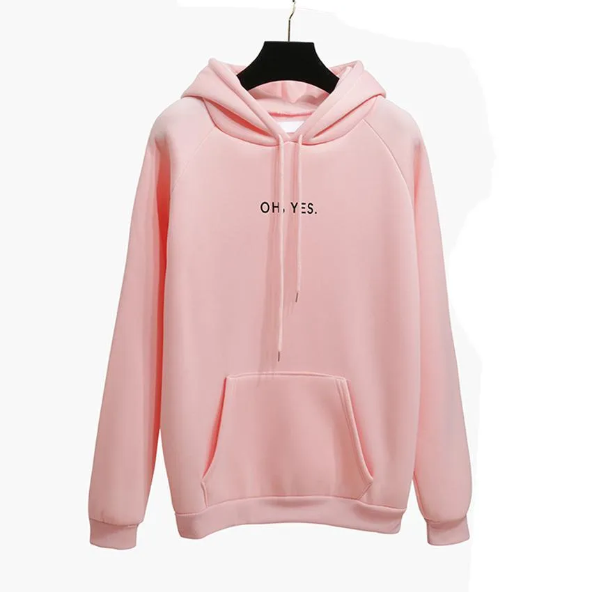 "Oh Yes!" Fleece Hoodie Two Layers Sweatshirt