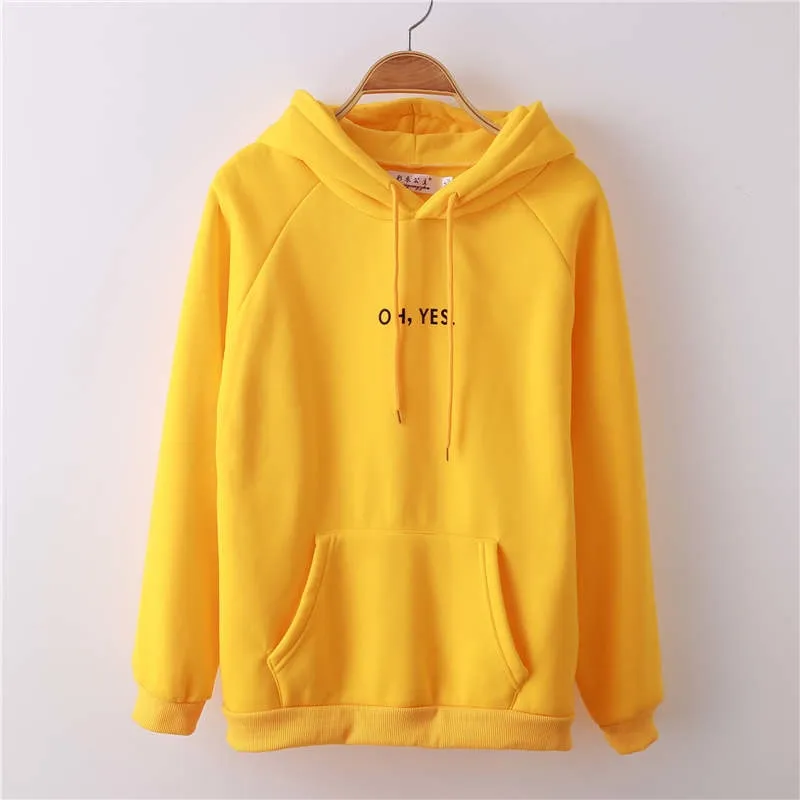 "Oh Yes!" Fleece Hoodie Two Layers Sweatshirt