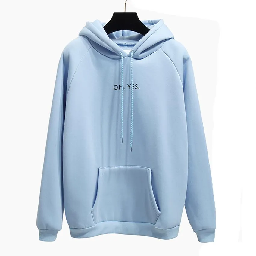 "Oh Yes!" Fleece Hoodie Two Layers Sweatshirt
