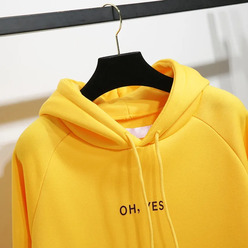 "Oh Yes!" Fleece Hoodie Two Layers Sweatshirt