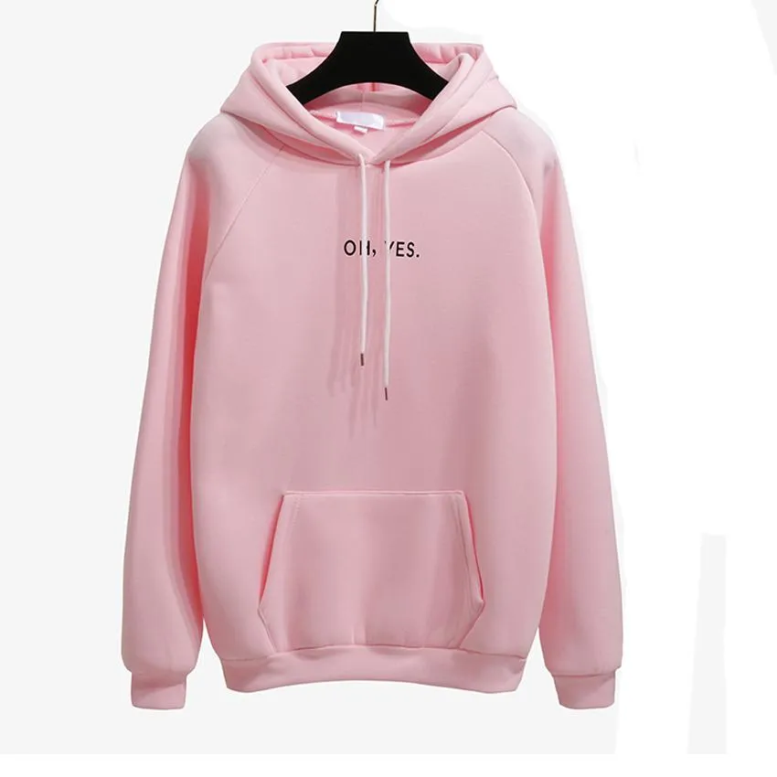 "Oh Yes!" Fleece Hoodie Two Layers Sweatshirt