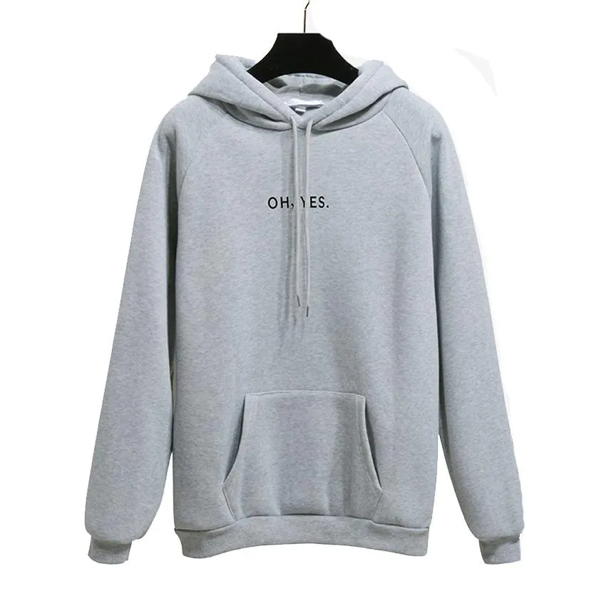 "Oh Yes!" Fleece Hoodie Two Layers Sweatshirt