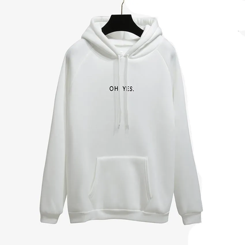 "Oh Yes!" Fleece Hoodie Two Layers Sweatshirt