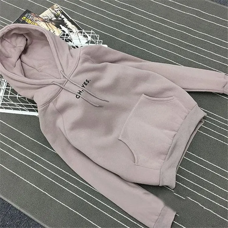 "Oh Yes!" Fleece Hoodie Two Layers Sweatshirt