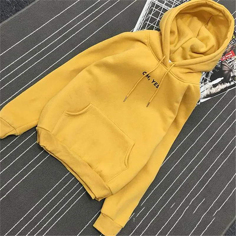 "Oh Yes!" Fleece Hoodie Two Layers Sweatshirt
