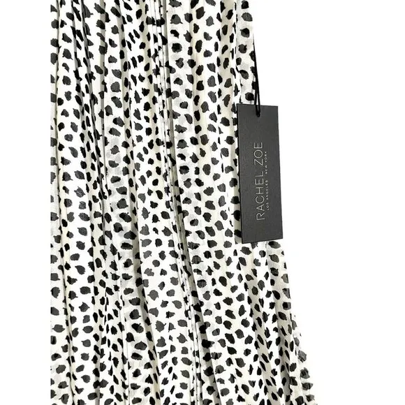 Rachel Zoe Black And White Splatter Print Midi Chiffon Skirt SZ L NWT