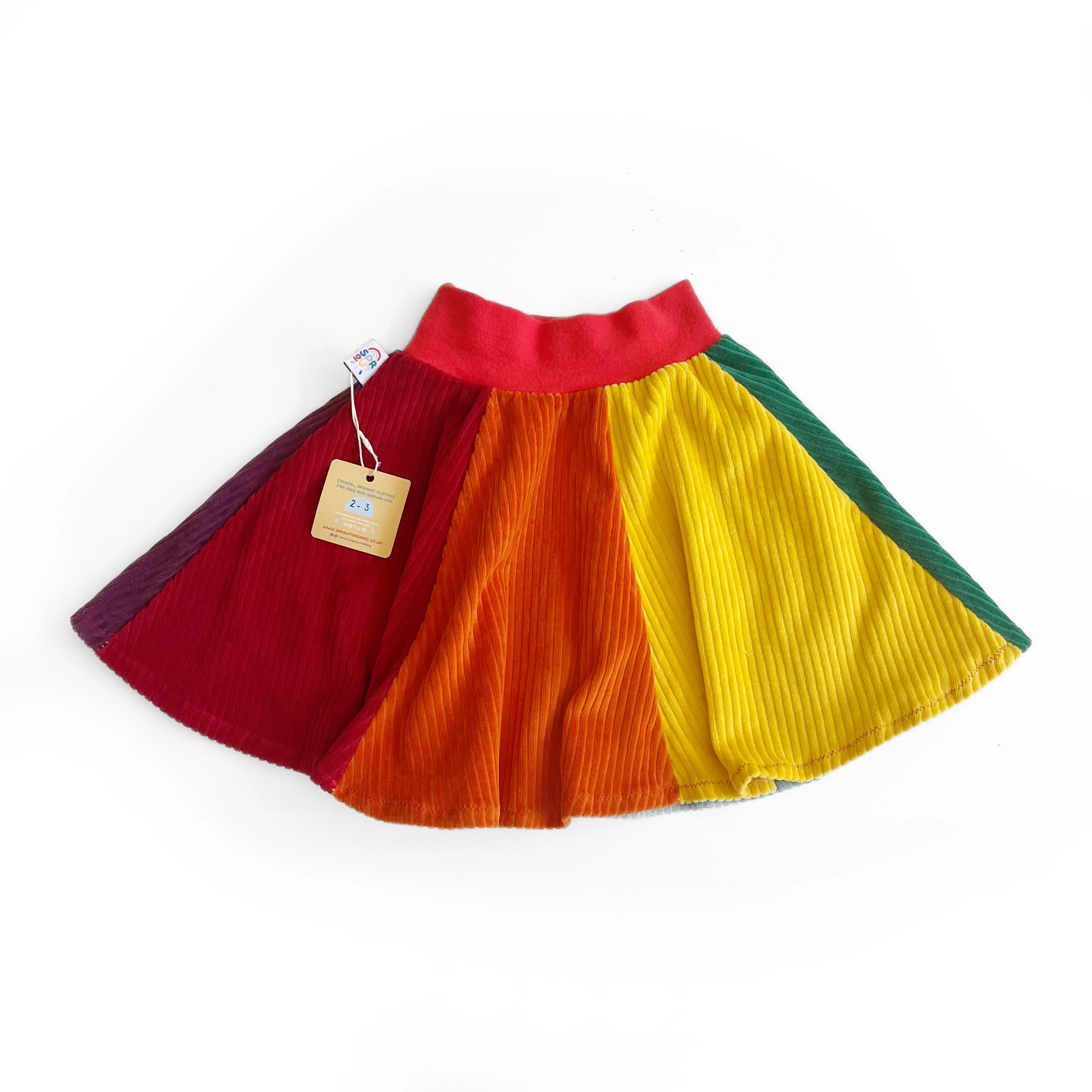 Rainbow Colour-Block Corduroy Skirt