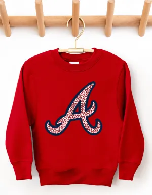 Red ATL Braves Sweatshirt/ Toddler, Youth, and Adult Sizes