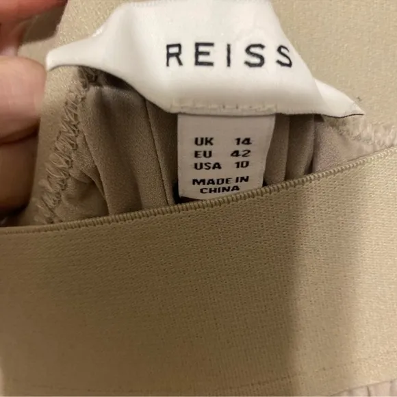 REISS JODIE PLEATED MIDI ASYMMETRICALSATIN SKIRT SIZE 10