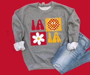 Retro Maroon Iowa 4 Squares Grey Sweatshirt