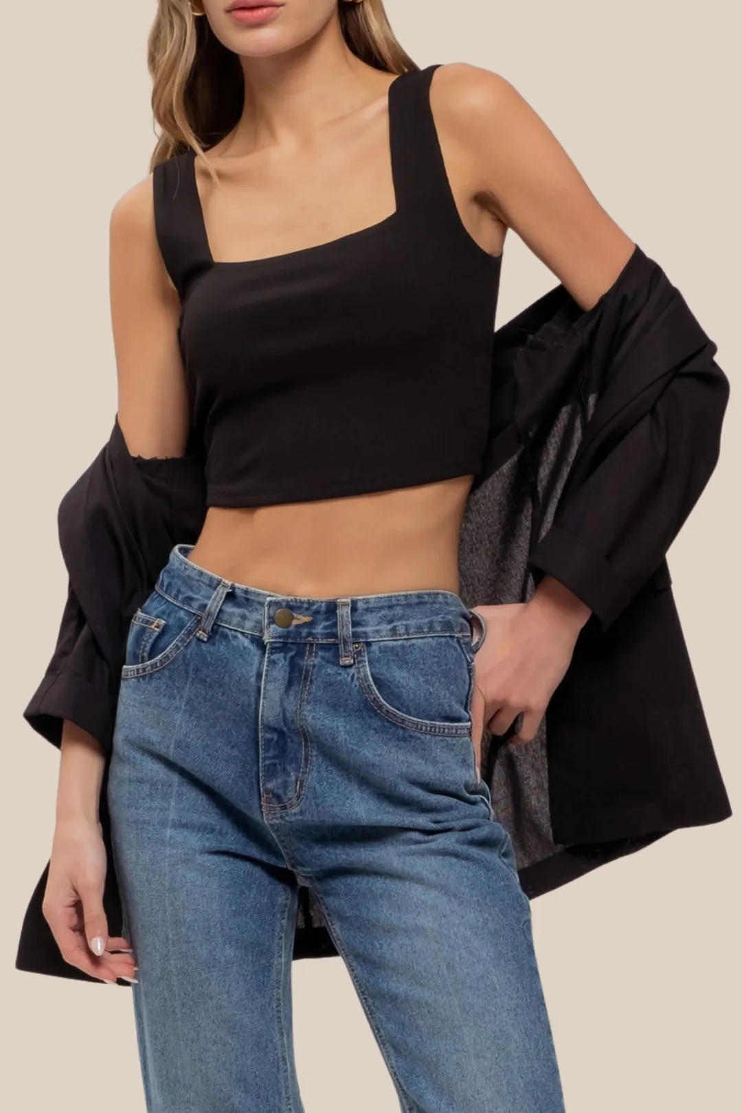 REVERSIBLE CROP TOP - BLACK