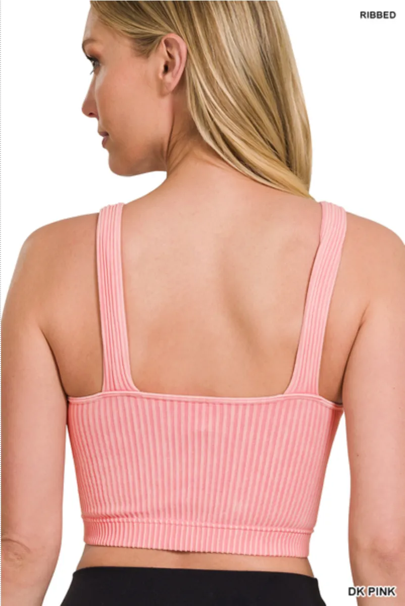 Ribbed Cropped Bra Tank-2 Colors Available
