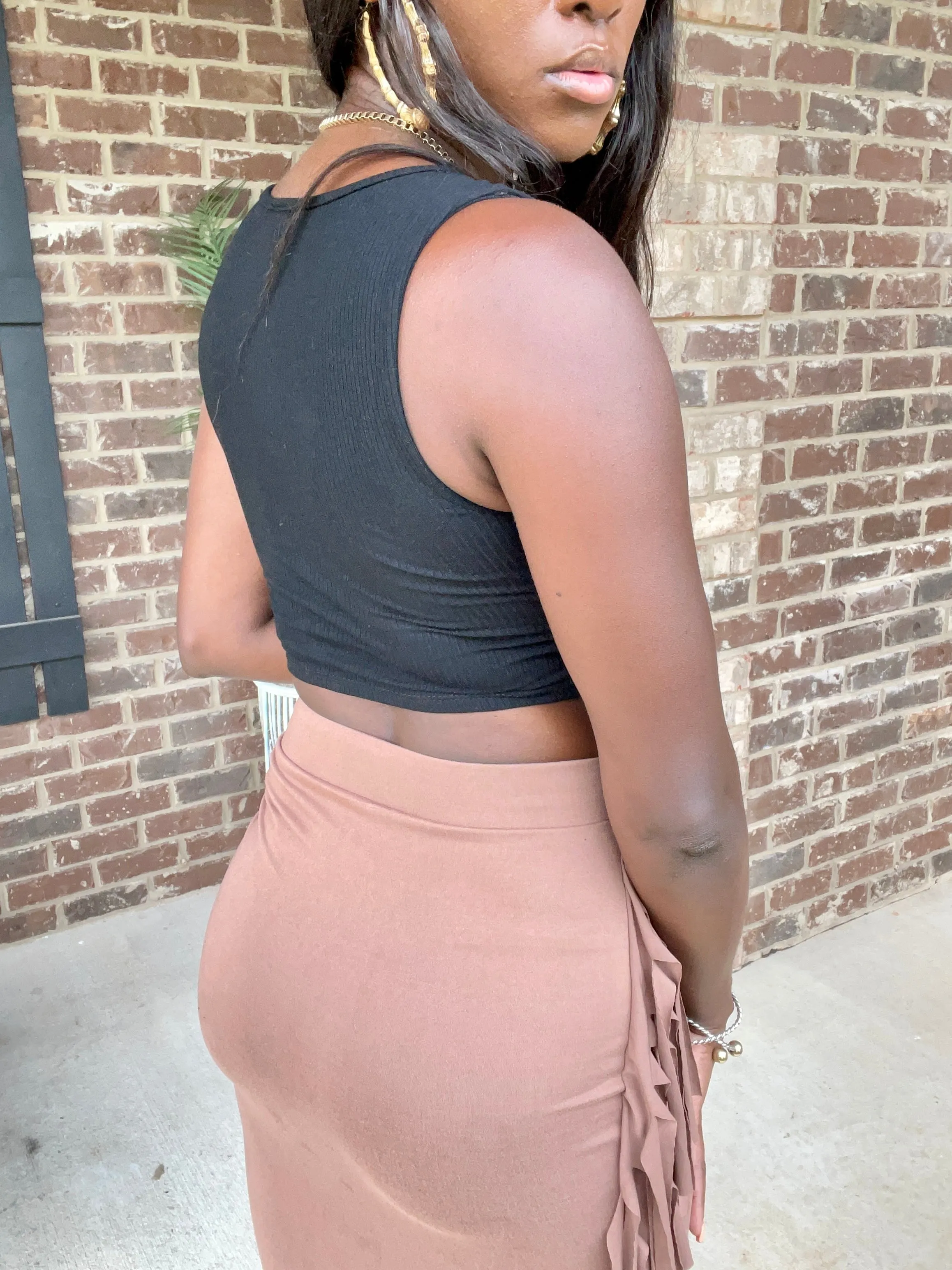 Ribbed Eyelet Tie Up Crop Top